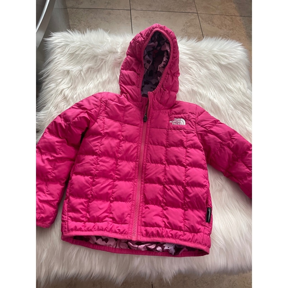 The North Face kid's Hot Pink Reversible ThermoBall Hooded Jacket Size 3 Used